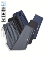 Soft Men's Casual Straight Pants Stretch Elastic Waist Jogger Korean Classic Blue Black Gray Brand Trousers Plus Size