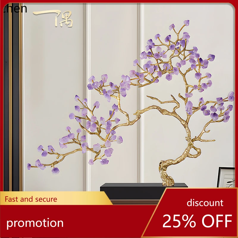 

HXL Amethyst Money Tree Ornament Living Room Entrance Tabletop High-end Decorative Piece