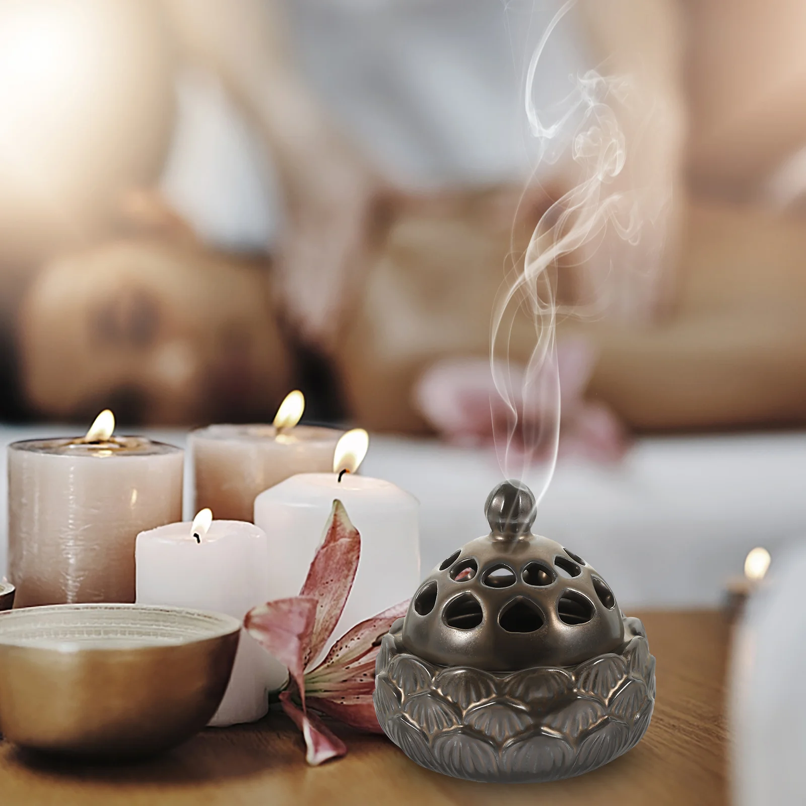 

Mini Ceramic Aroma Burner Elegant Incense Holder Portable Tea Tray Decoration Home Office Desktop Censer Reusable Incense Burner