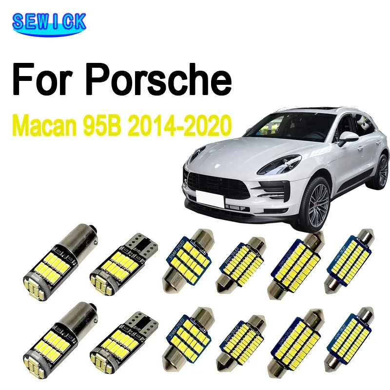 14Pcs Canbus dla Porsche Macan 95B 2014 2015 2016 2017 2018 2019 2020 Żarówki samochodowe LED Wnętrze Mapa Kopuła Oświetlenie bagażnika Zestaw