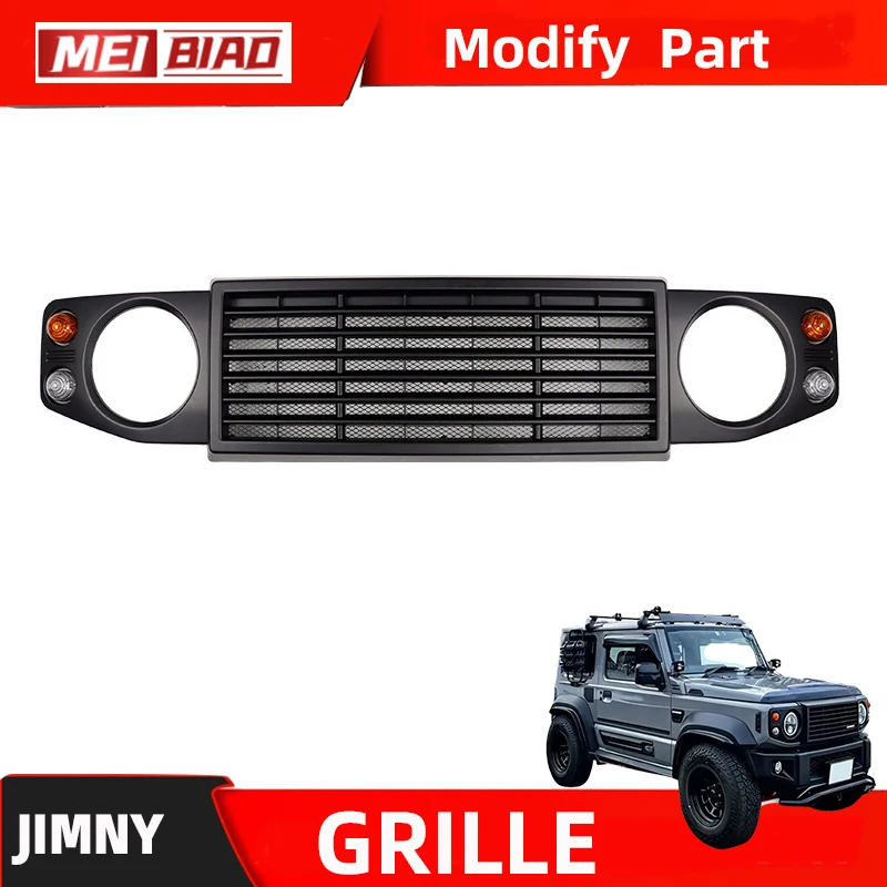 For Jimny Mesh Grille JB64/JB74 Modify Front bumper Grille New Aarrival Car Body Parts 19-24year Defender Style With Lamp 5 Door