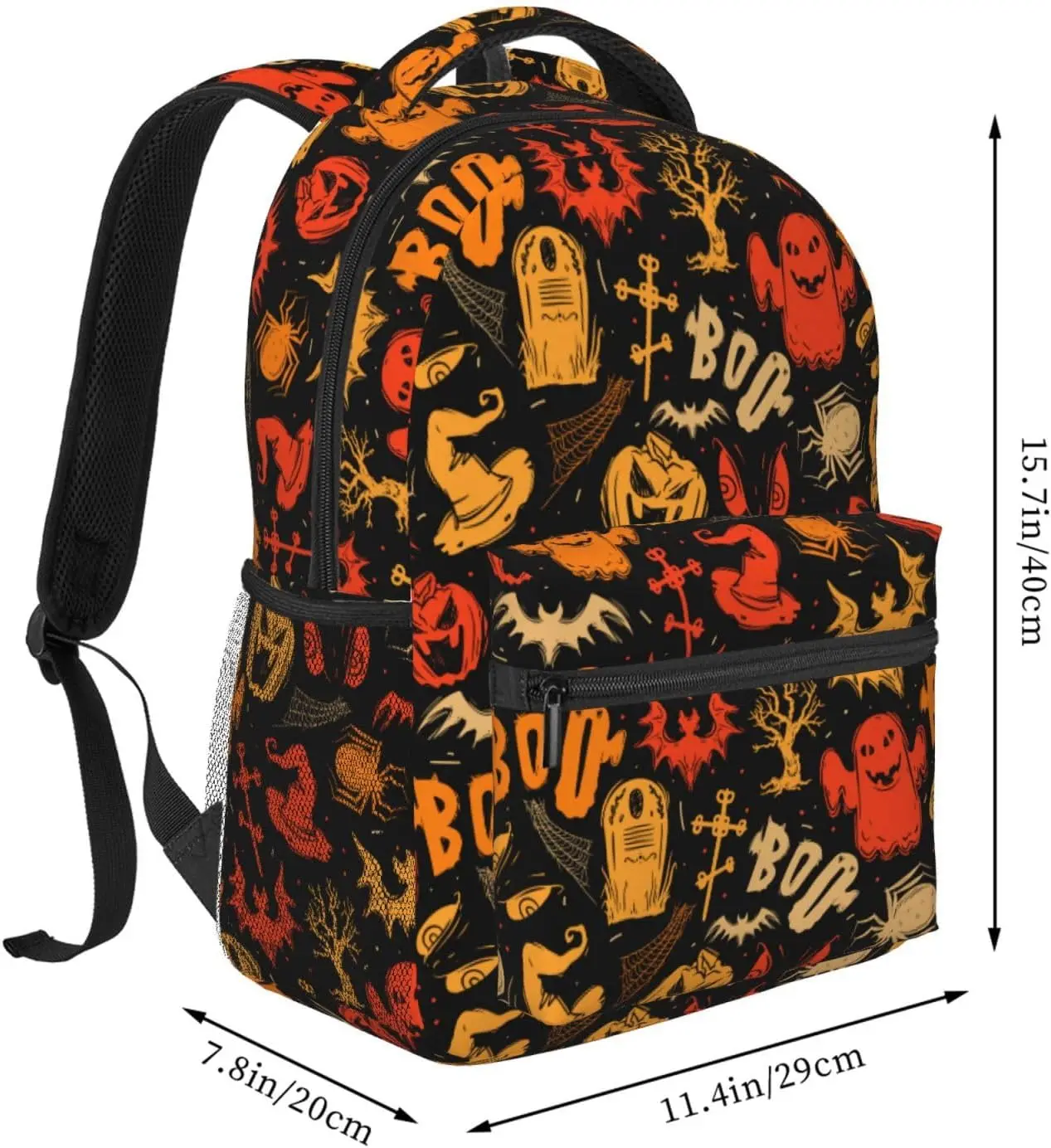 Abstract Halloween Ghost Bat Pumpkin Lightweight Laptop Backpack for Women Men College Bookbag Casual Daypack Travel Bag