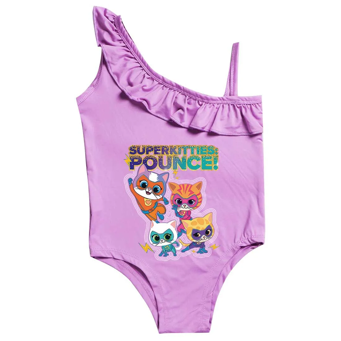 

2024 Summer Cute Superkitties Swimwear Baby Girls Slim Swimsuit Kids Lovely Cat One Piece Bathing Suit Children BIKINI Beachwear