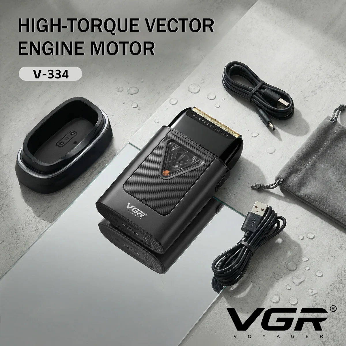 VGR Shaver Professional Razor Portable Shaving Machine Foil Shaver High Power Vector Motor Beard Trimmer Shaver for Men V-334