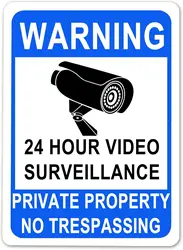 Metal Tin Signs- Private Property No Trespassing Sign,Video Surveillance Signs Outdoor,Indoor,Security Camera Sign for Home,Busi