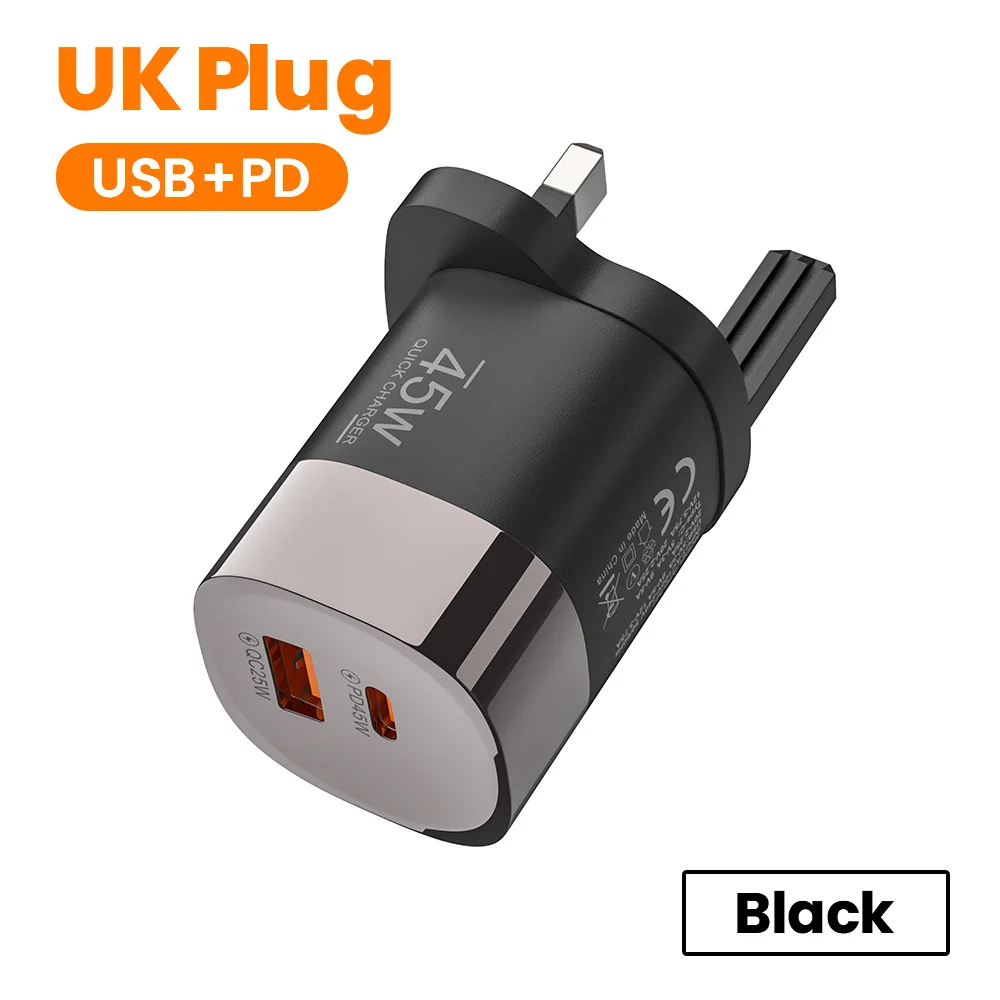 Elough 45W USB Type C Telefoonoplader Supersnel opladen 2-poorts wandlader USB PD-adapter voor iPhone Realme Huawei USB C cargador - afbeelding 1