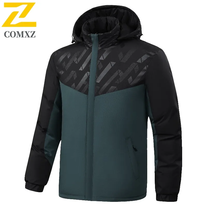 

COMXZ 2025, осенне-зимняя новая мужская двусторонняя нейлоновая хлопковая куртка с капюшоном, американский стиль, усовершенствованная мода для отдыха