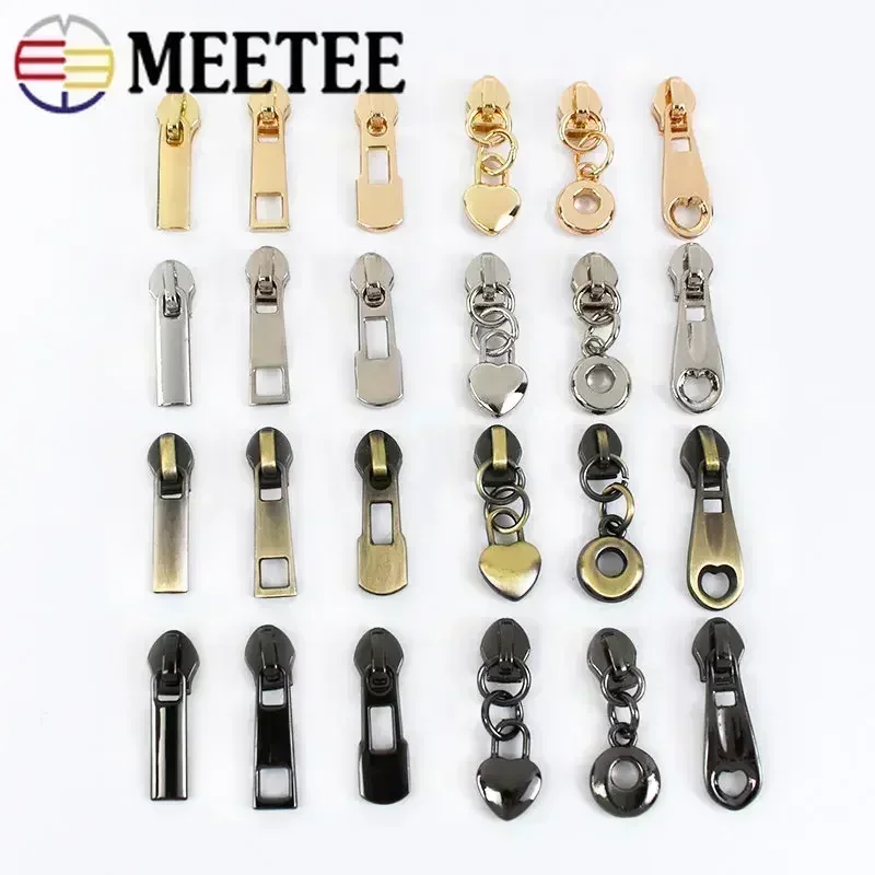 Meetee 10/20/50Pcs 3# Zipper Slider for Nylon Zip Tape Coil Zippers Puller Head Bag Clothes Zips Repair Kits Sewing Accessories