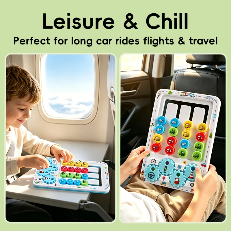 Plastic Traffic Logic Puzzle Game, Color Matching Slide Gear Toy, Christmas Gift for Kids Family Travel Party