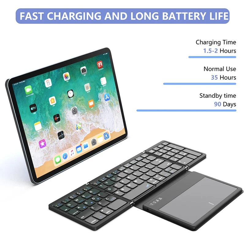 Foladable Bluetooth Keyboard with Touchpad Pocket Folding Keyboard for Laptop Phone Tablet Wireless Rechargeable Keyboard