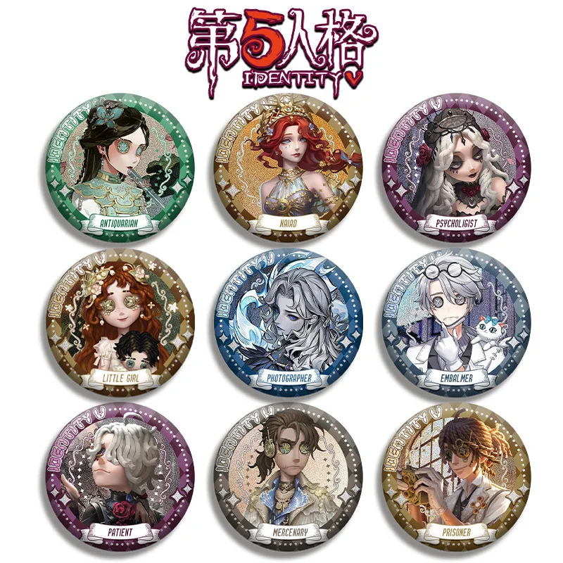 58mm Anime Cartoon Horror Game Identity V Peripheral Double Flash Badge Anti Glare Fixed Brooch Jewelry Women's Friends Gifts
