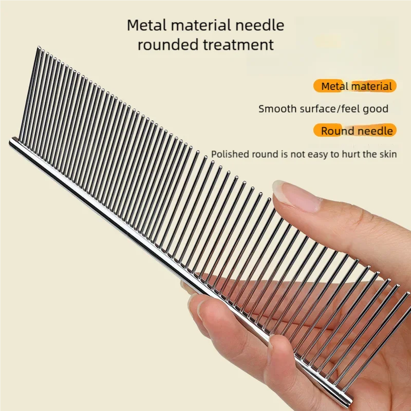 Hot Stainless Steel Pet Comb Long Teeth Comb for Dogs & Cats Pet Hair Comb for Home Grooming Kit Removes Knots Mats & Tangles