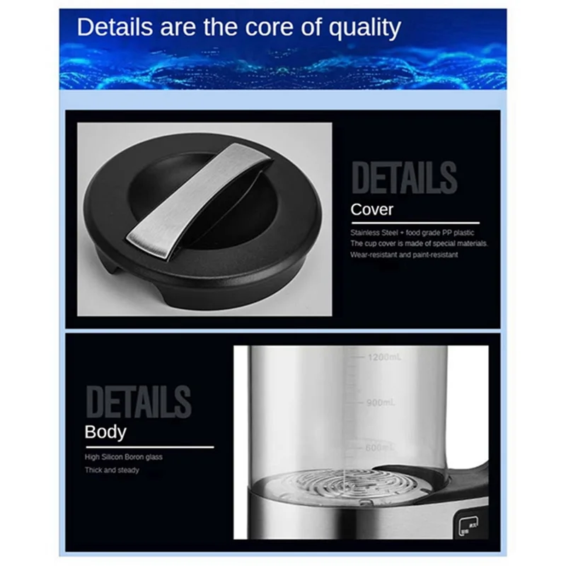 

2L Electric Hydrogen Enriched Water Bottle Machine Water Filter Water Dispenser Hydrogen Water Generator UK Plug 220V Reusable-N