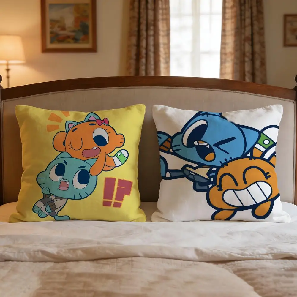 The Amazing World of Gumball Cushion Cover 4Pcs Decorative Covers Soft Cushion Case for Sofa Couch Decor 40x40 45x45 Pillowcases