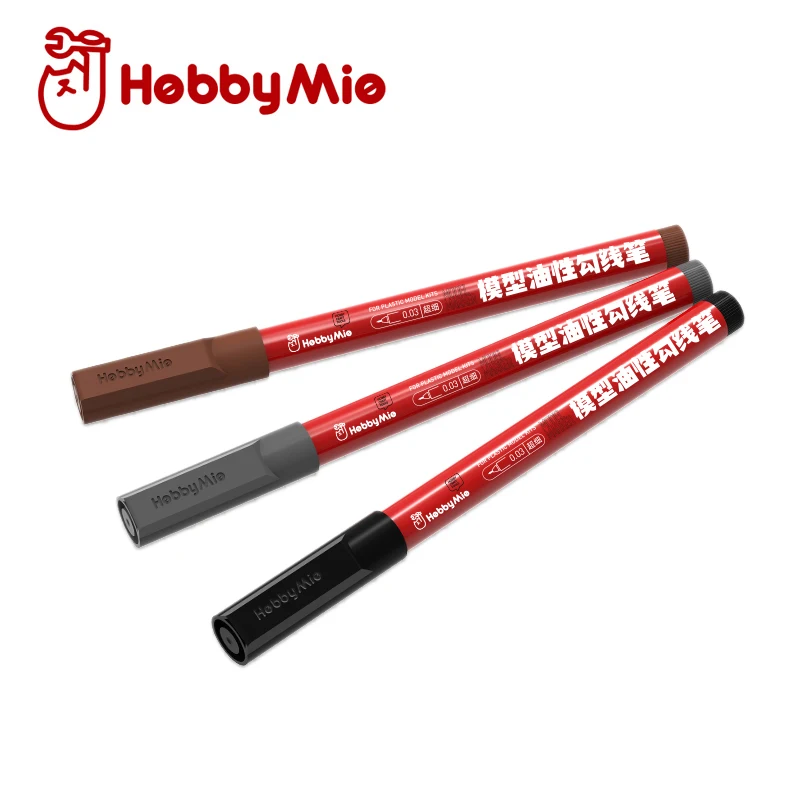 HOBBY MIO 3PCS Ultra Thin Line Drawing Pen Marker do rysowania tuszem LP-01 LP-02 LP-03 Czarny Szary Brązowy Oily Panel Line Pen