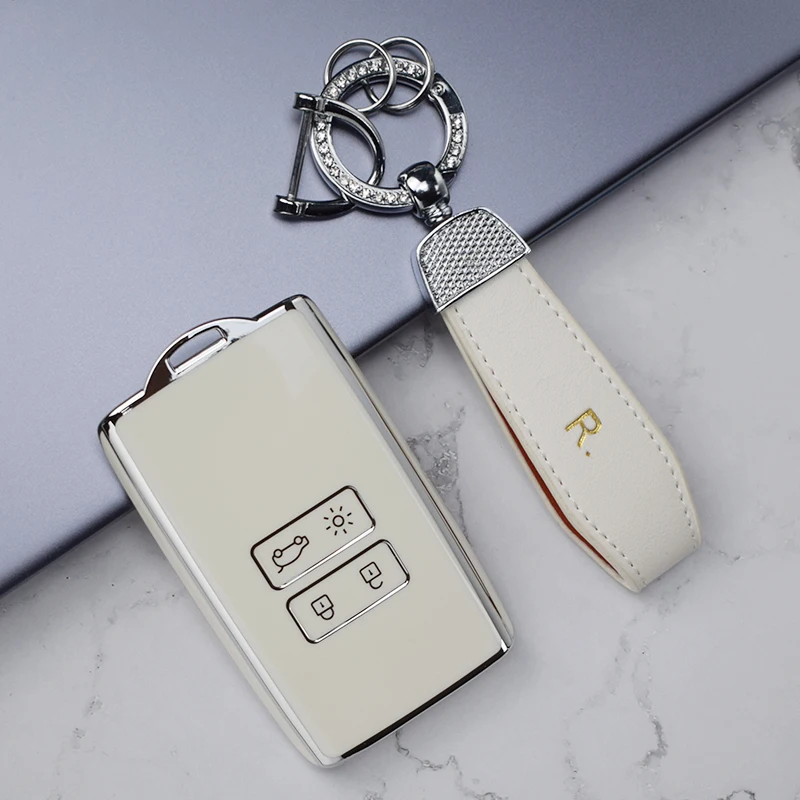 Silver Edge Car Key Cover Case Fob For Renault Captur Megane Talisman Espace Clio Zoe Koleos Scenic 4 Arkana Dacia Sandero Card