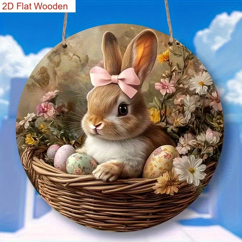 1 Stück Rundes Holzschild Osterhase Kunst-Logo Dekoration, Geeignet für Bar Zuhause Wohnzimmer Hof Wanddekoration