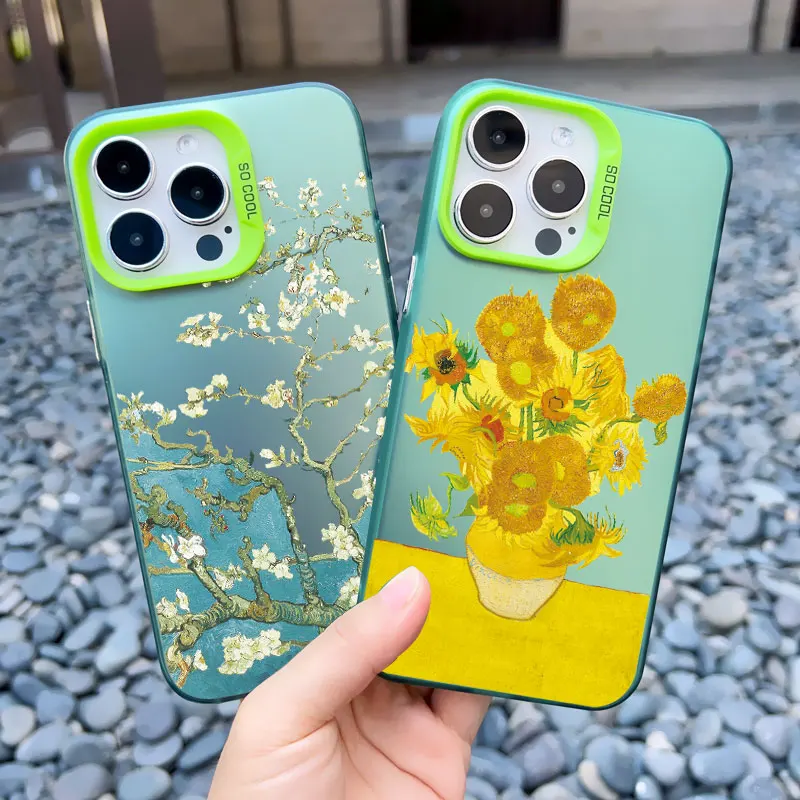 

Art Van Gogh Oil Painting Phone Cases For Coque iphone 16 15 14 11 12 13 Pro Max Mini 15 14 Plus Shockproof Laser Cover Fundas