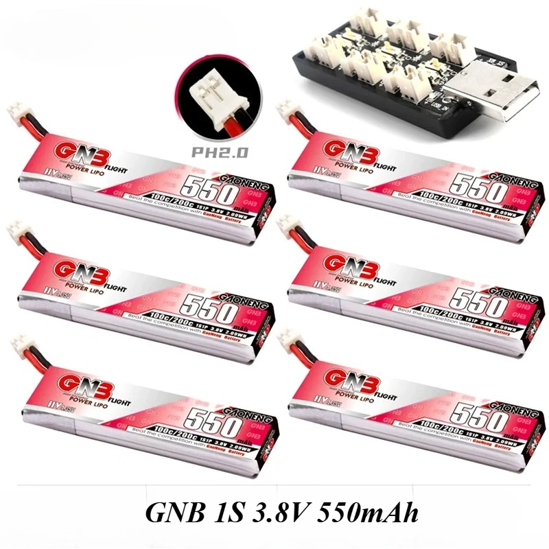 HV MAX 200C GNB 1S 3,8 В 550 мАч LiPo и зарядное устройство — PH2.0 для дронов FPV Tinyhawk/Tiny7 HV MAX 200C GNB 1S 3,8 В 550 мАч LiPo и зарядное устройство — PH2.0 для дронов FPV Tinyhawk/Tiny7