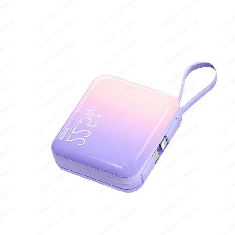 New mini power bank 10,000mAh self-contained cable two-way fast charging mobile power supply