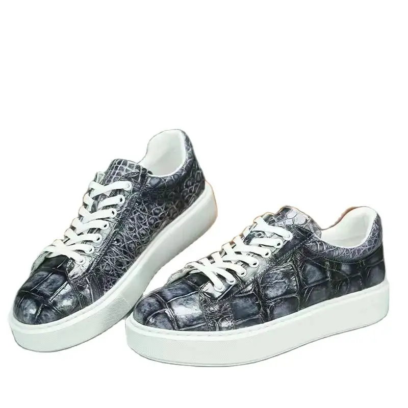 2026 new arrival Fashion Crocodile Skin causal shoes men,male Genuine leather sneakers pdd521