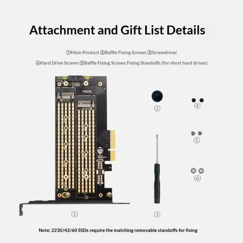 New 1Pc Dual M.2 PCIe 4.0 Adapter For NVMe/NGFF SSD NVMe (M Key) And SATA (B Key) SSD To PCIe X4 X8 X16 Slot For Desktop PC SK6