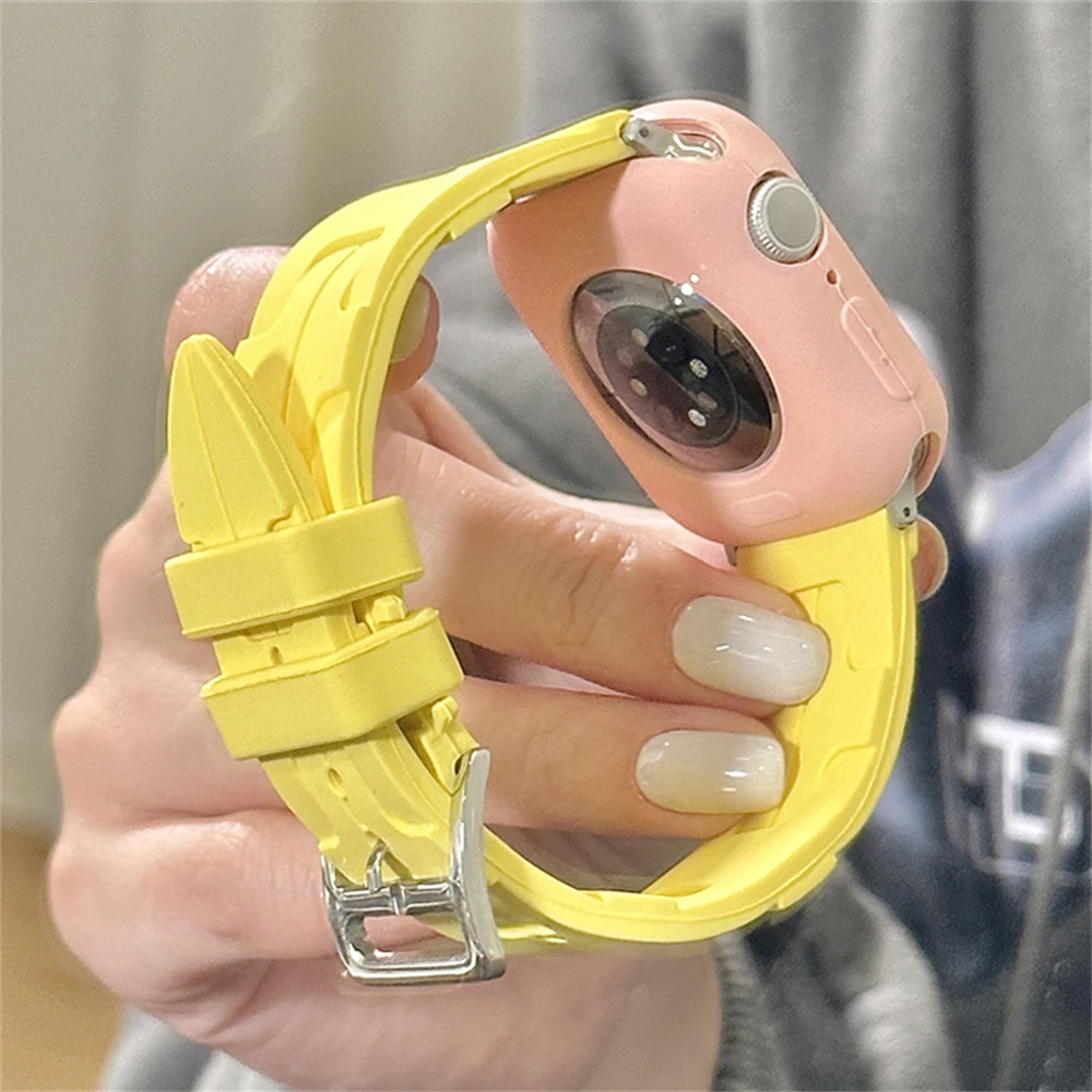 Cute Candy Color 3D Prints Sports Band For Apple Watch 44 40 45 41 49 42 38mm Silicone Strap Case For Ultra Serie 9 8 SE 7 6 5 4