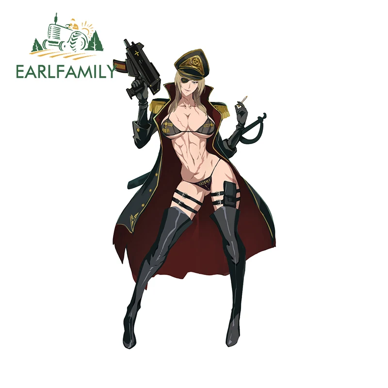 EARLFAMILY Naked Muscular Lady Officer Cool Car Stickers Fashionable Raphics Decals Simple Car Door Protector Scratch-Proof