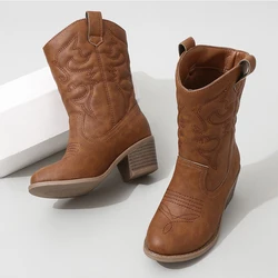 Klassische westliche kniehohe Stiefel für Mädchen Premium-Qualität Slip-On Cowboy lange Stiefeletten Kinder Herbst Absatz Punkt Zehen Marke Botas