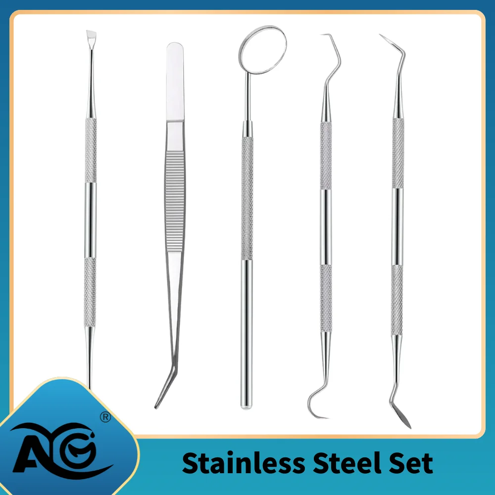 

Стоматологическое зеркало AG из нержавеющей стали, 1 шт., стальные пинцеты, изогнутый зонд, инструменты для чистки и отбеливания зубов, стоматология