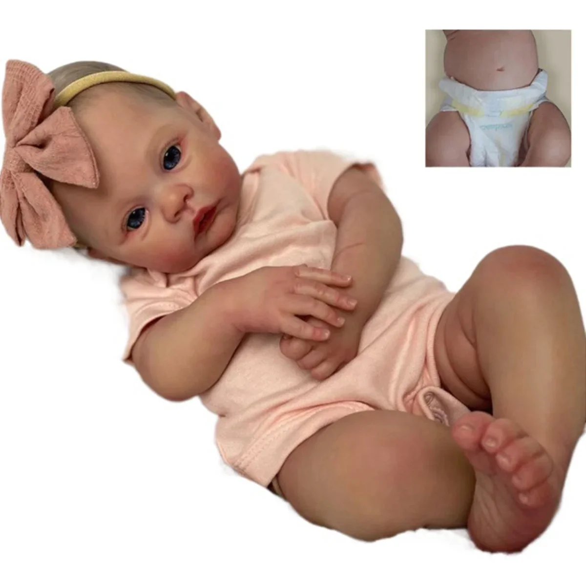 Boneca de simulação de 49cm, prado requintado, veias pintadas em 3d visíveis com veias de sangue, corpo inteiro de silicone realista, reborn bb