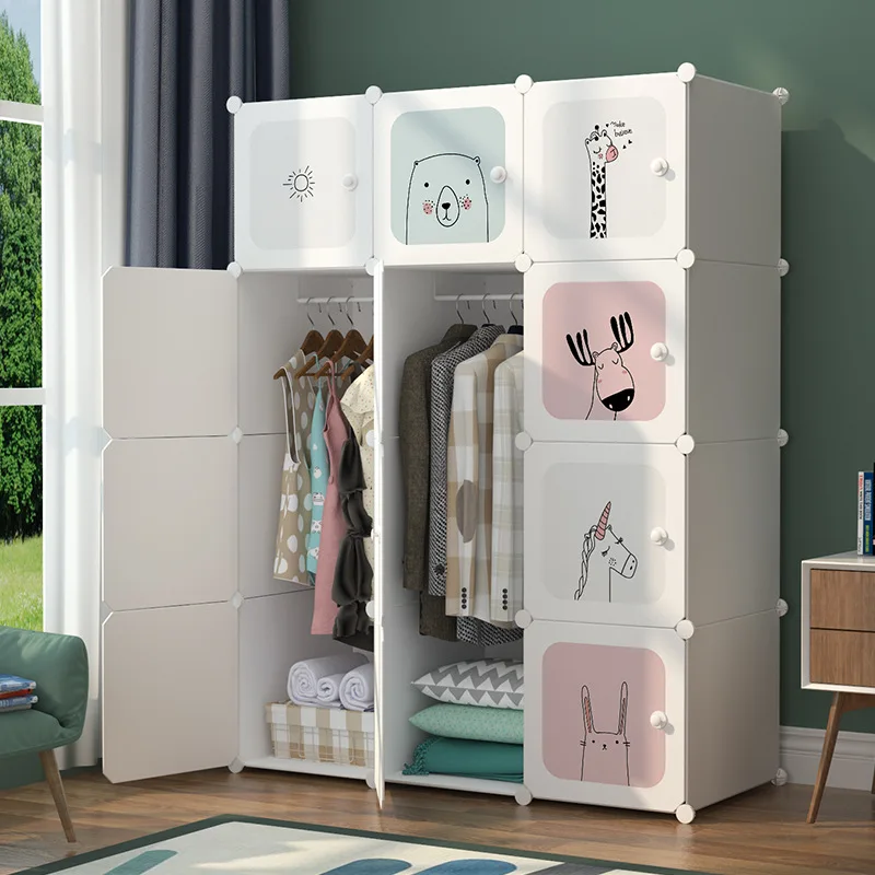 Wardrobes Removable Plastic Cabinet Multifunction Simple Bedroom Assembly Holders Wardrobe Closet Storage Organizer Shelves