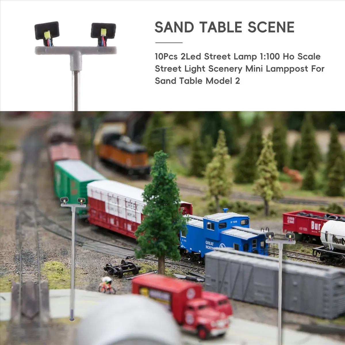 Super Sale 10Pcs 2Led Street Lamp 1:100 Ho Scale Street Light Scenery Mini Lamppost For Sand Table Model 2