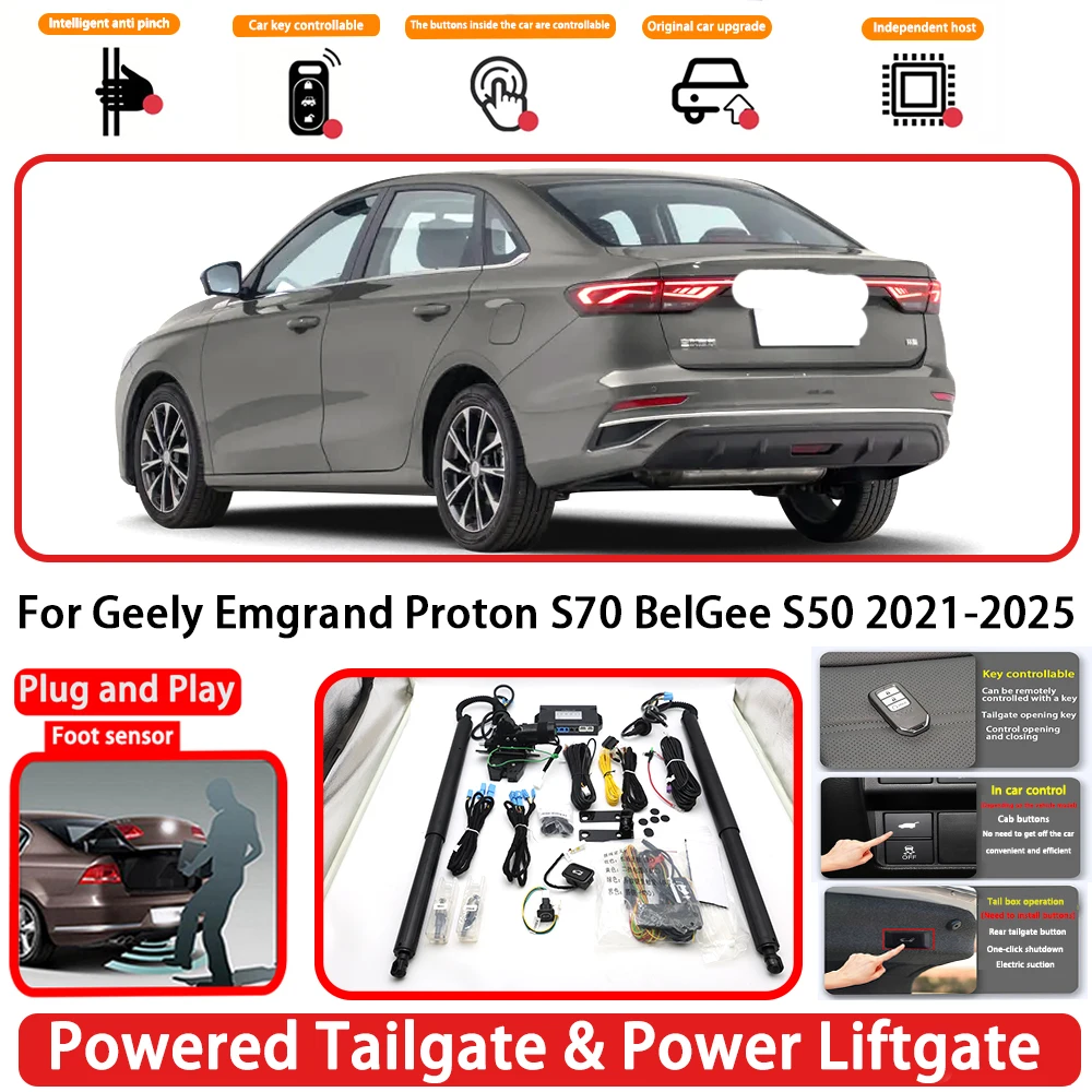 for Geely Emgrand Proton S70 BelGee S50 2021-2025 Plug and Play Auto Powered Tailgate Power Liftgate Rear Trunk Opener System