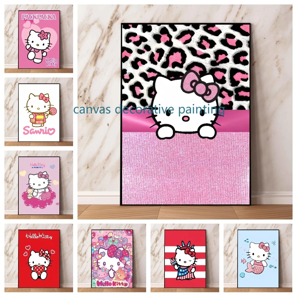 

MINISO Sanrio Cartoon My Melody HD Poster Kawaii Canvas Paintings Prints Wall Art Pink Blue Picture for Girls Room Home Decor