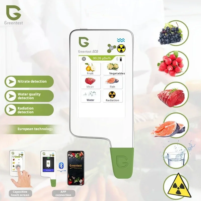 

Greentest-ECO6 Updated Home Kitchen Nitrate Tester Detector Radiation TDS Water with Bluetooth Function and Capacitive Scre