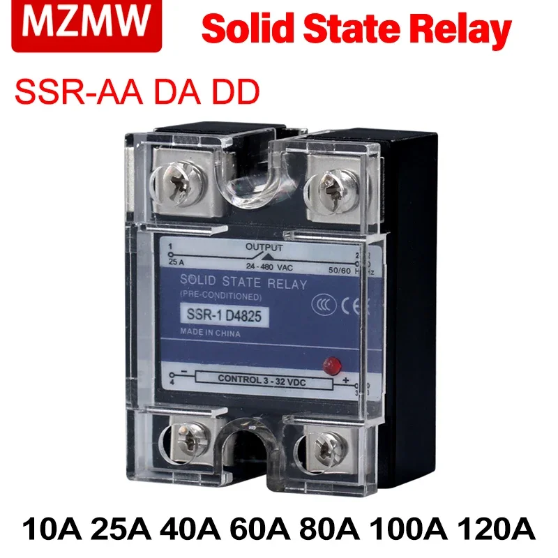 MZMW Solid State Relay SSR DD AA DA 10A 25A 40A 60A 80A 100A Single Phase Module for PID Temperature Control SSR-25DA SSR-40DA