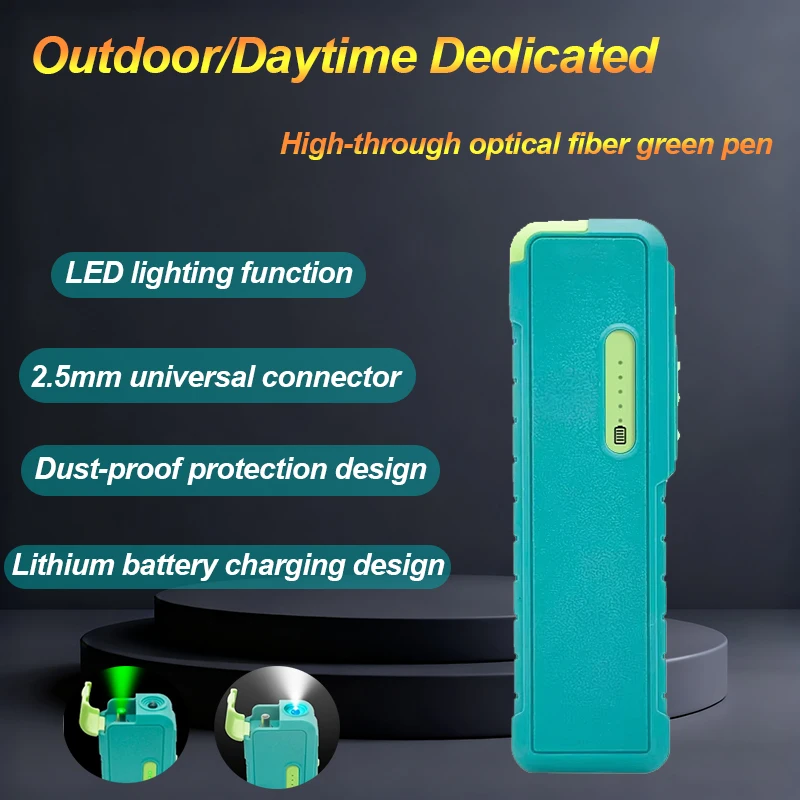 Rechargeable 2200mAh 539G Fiber Optic Visual Fault Locator 1-50km Test Range 15/30/50mw VFL Green light pen Power