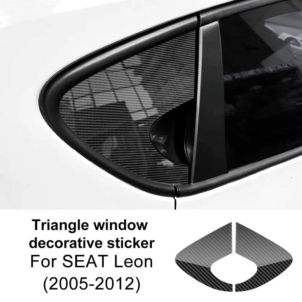 

For Seat Leon MK1 Altea 2005 2006 2007 2008 2009 2010 2011 2012 Triangle Window Sticker Carbon Fiber Pattern Glossy Black Trim