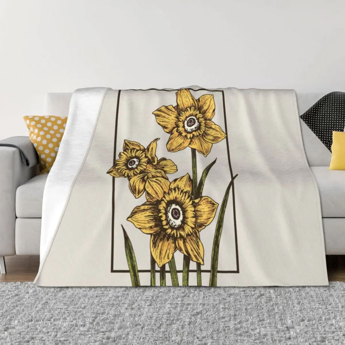 Daffodil Eye Throw Blanket Camping heavy to sleep Hairys Beach Blankets