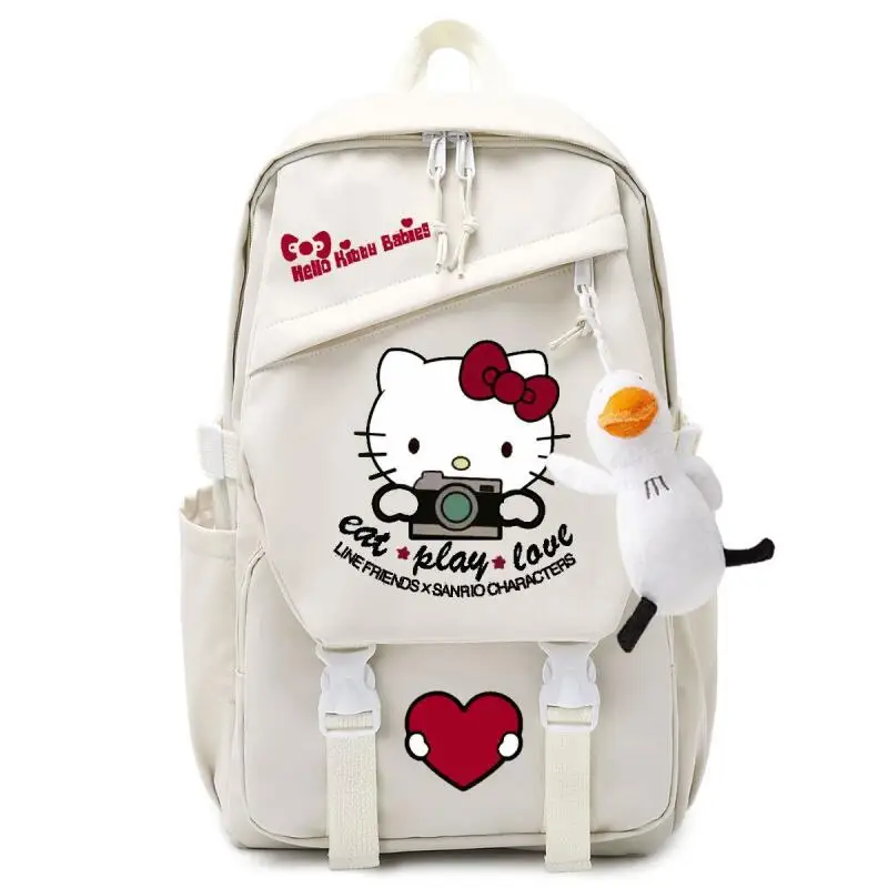Sanrio Hello Kitty Ransel Tas Sekolah Perlengkapan Sekolah Anak Perempuan Liontin Siswa Kawaii Anime Kartun Fashion Tas Gaya Baru