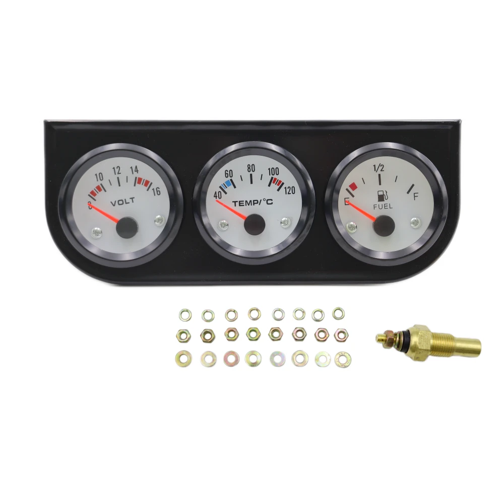 52mm 3 In 1 Auto Gauge Fuel  Level+Volt+Water Temp Car Meter With Temp Sensor Universal Triple Gauge Kit For 12V Car Truck SUV view 5
