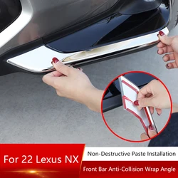 QHCP Front Bumper Strip Stainless Steel Front Bumper Corner Protector Sticker Trim For Lexus NX 260 350H 2022 Exterior Accessory