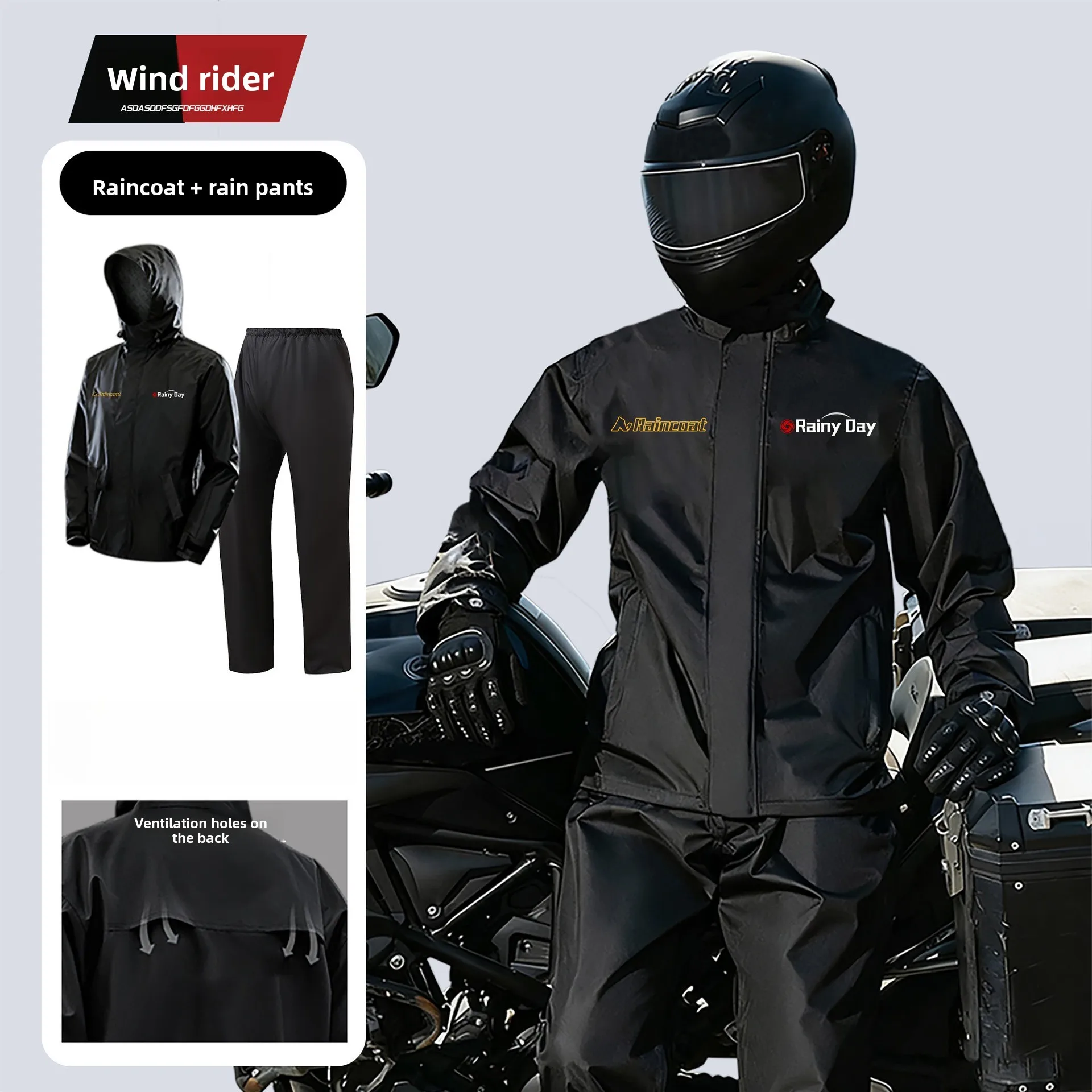 

Split Motorcycle Rain Suit for Adult Men, Raincoat and Rain Pants, Rainstorm Level Gear for Takeaway Riders