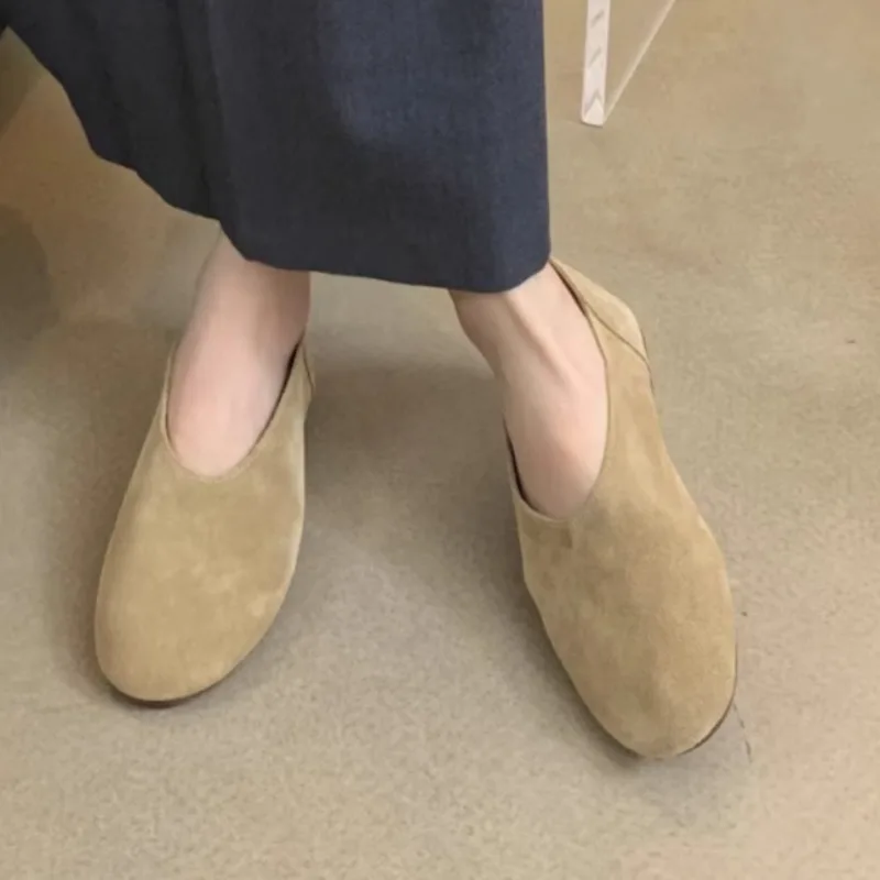 

Новинка 2023 года без шнуровки во французском стиле ретро, весенние удобные нескользящие легкие туфли с низким берцем и круглым носком на плоской подошве, размеры 35–40