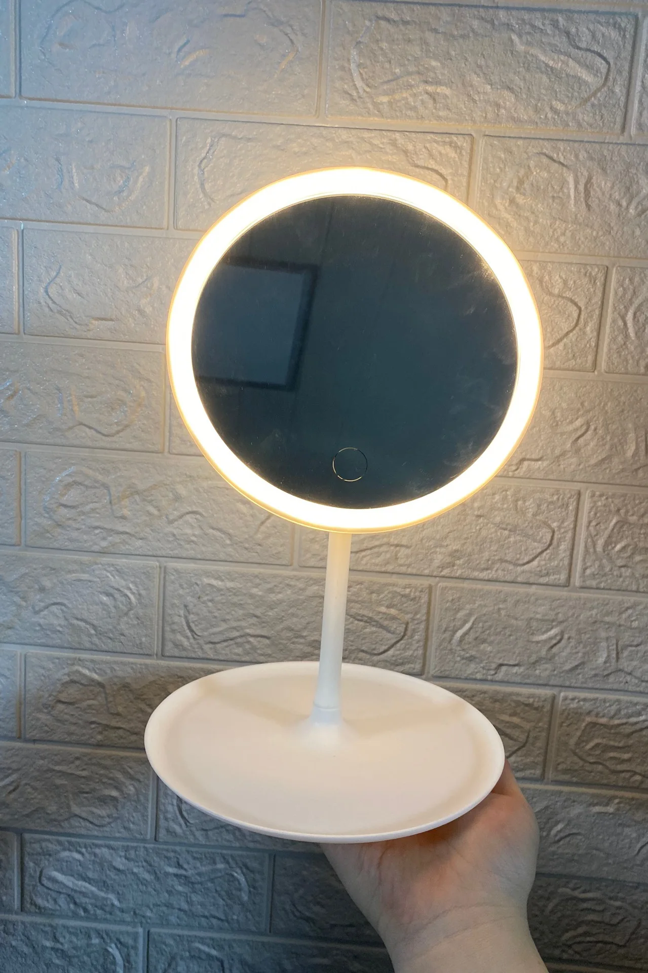 Wiederaufladbarer LED-Schminkspiegel, Touch-Steuerung, 3-Farben-Licht mit Vergrößerung, tragbarer, zusammenklappbarer Kosmetikspiegel für Reisen