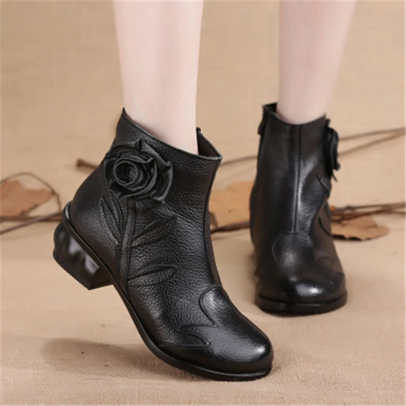 Xiuteng New Genuine Leather Women pump Boots Winter Warm Shoes Botas Feminina Female Ankle Fashion Women Boots Botas Mujer