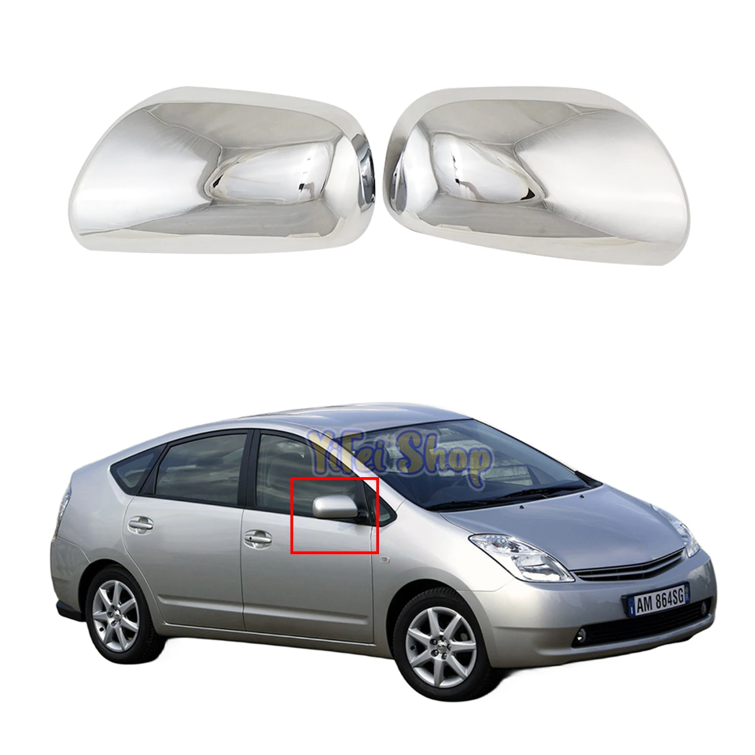 

For Toyota Prius Prius20 2003 2004 2005 2008 2009 Chrome Plated Rearview Car Accessories Side Mirror Cover Trim Paste Style