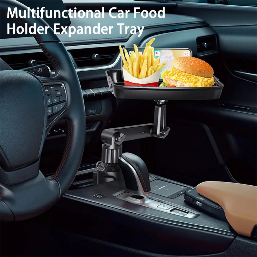 Car Swivel Tray Good Load-Bearing 360-Degree Rotation Universal Car Expanded Table Tray with Phone Slot Swivel Arm Car Supplies