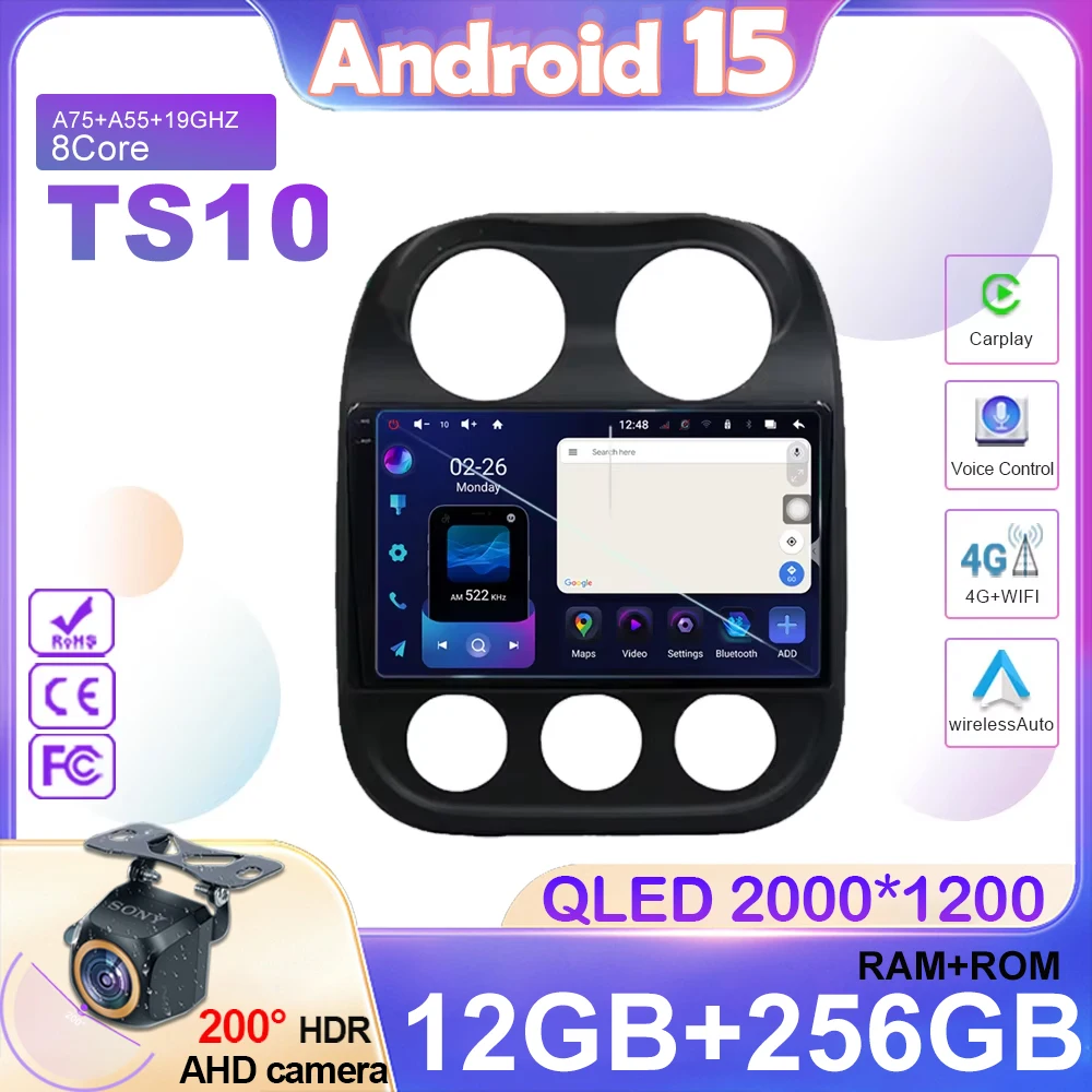 

Car Radio Carplay For Jeep Compass Patriot 2011 - 2017 Navigation GPS Android Auto Screen Video Stereo No 2din 4G Wifi Bluetooth